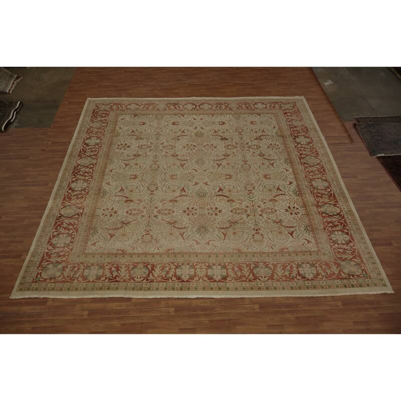 Hand Knotted Oriental 100% Wool Carpet Traditional All-Over Beige & Ivories Ziegler Area Rug - 14' 8'' X 15' 2''