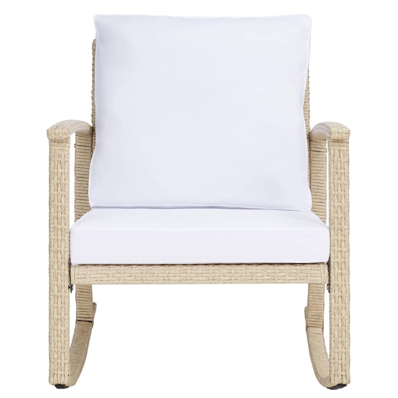 SAFAVIEH Outdoor Concepta Rocking Chair - 26W x 32D x 31H - Beige/White
