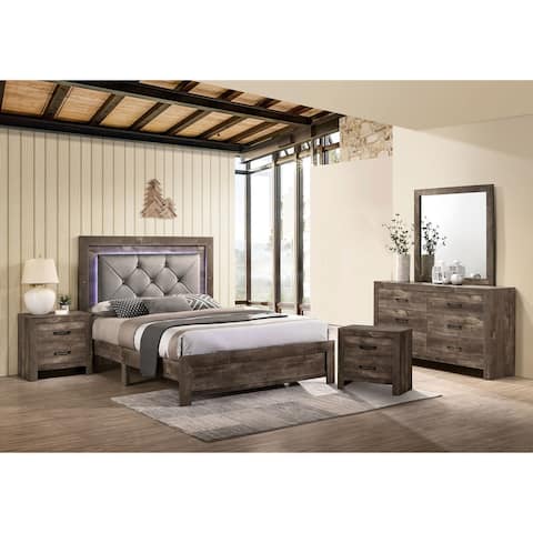 Furniture of America Ashland Rustic Natural Tufted 5-piece Bedroom Set