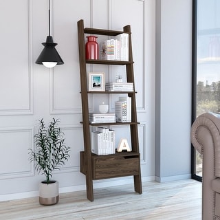 Dark brown top ladder shelf