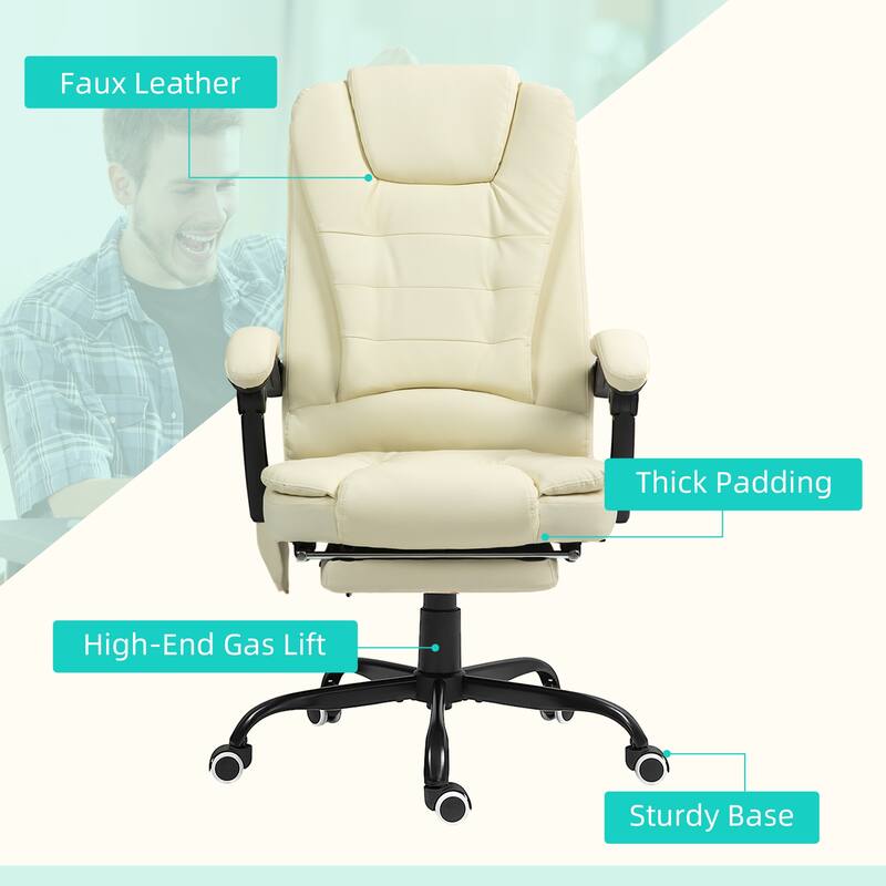 7-Point Vibrating Massage Office Chair with Lumbar Support, Footrest, Reclining Back, Adjustable Height