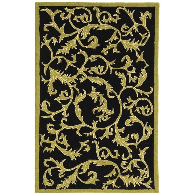 SAFAVIEH Handmade Chelsea Smita French Country Wool Rug - 2'6" x 4' - Black