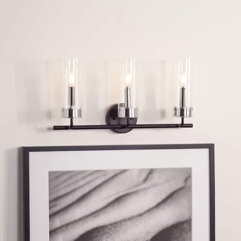 SAFAVIEH Lighting Remery 3-light LED Vanity Sconce - Matte Black/Chrome - 22"W x 6"D x 12"H