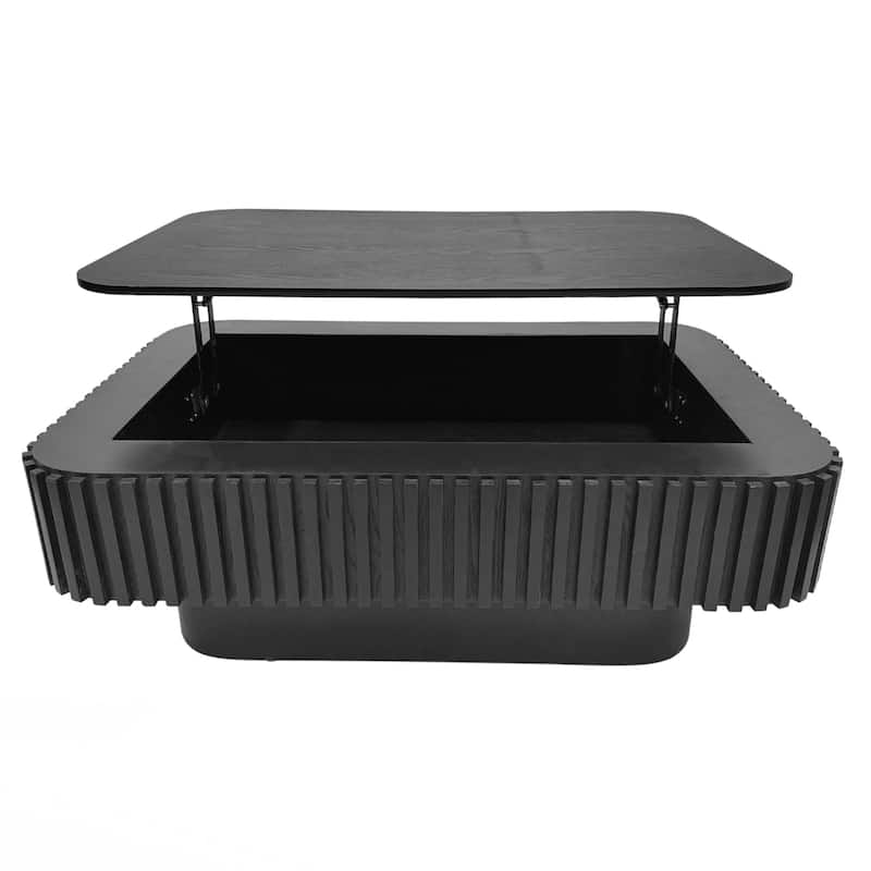 Coffee Table Solid Wood Veneered Modern Coffee Table Accent Tea Table with Storage and Adjustable Height for Living Room