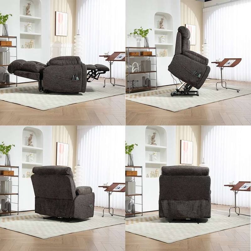 Upgraded Flagship 4-Motor Independent Control Oversized 180° Lay Flat Chenille Power Lift Recliner Chair