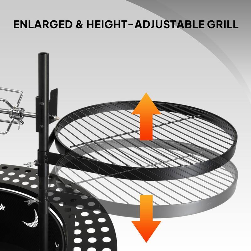 33 In. Heavy-Duty Charcoal Grill With Rotisserie And Dual Grilling Racks - N/A