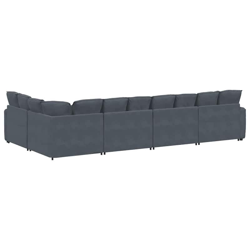 vidaXL Modular Sofa Dark Grey Velvet (100% polyester) L-shaped Modular - 85.4 x 164.2 x 25.2 in