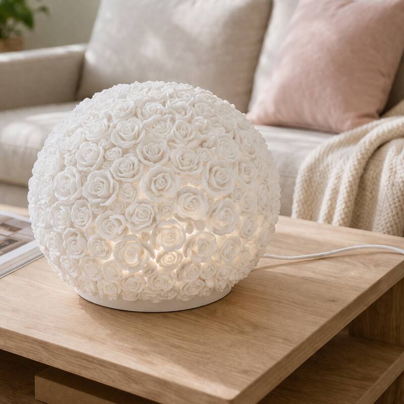 Aria Home Rose Ball Lamp Sculpted Sandstone Table Ambient Lighting