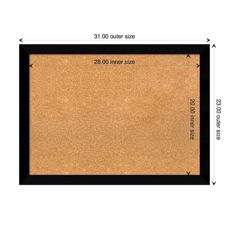 Black Museum Wood Framed Natural Corkboard Bulletin Board - Board Size 28x20