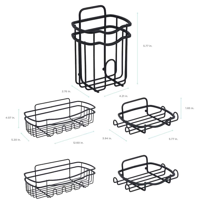 Bath Bliss 5 Piece Adhesive Shower Caddy Organizer in Chrome