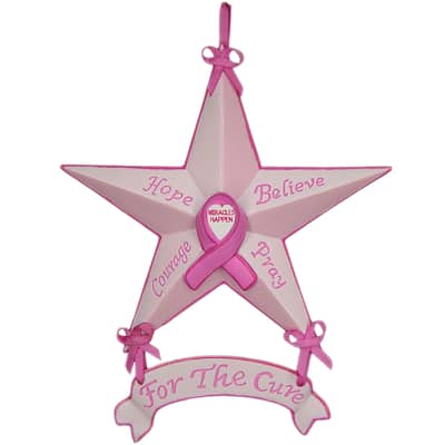 "Breast Cancer Awareness Star Ornaments 6-pack" by the designers at Trendy Décor 4U. Arrives ready to hang. - Multi