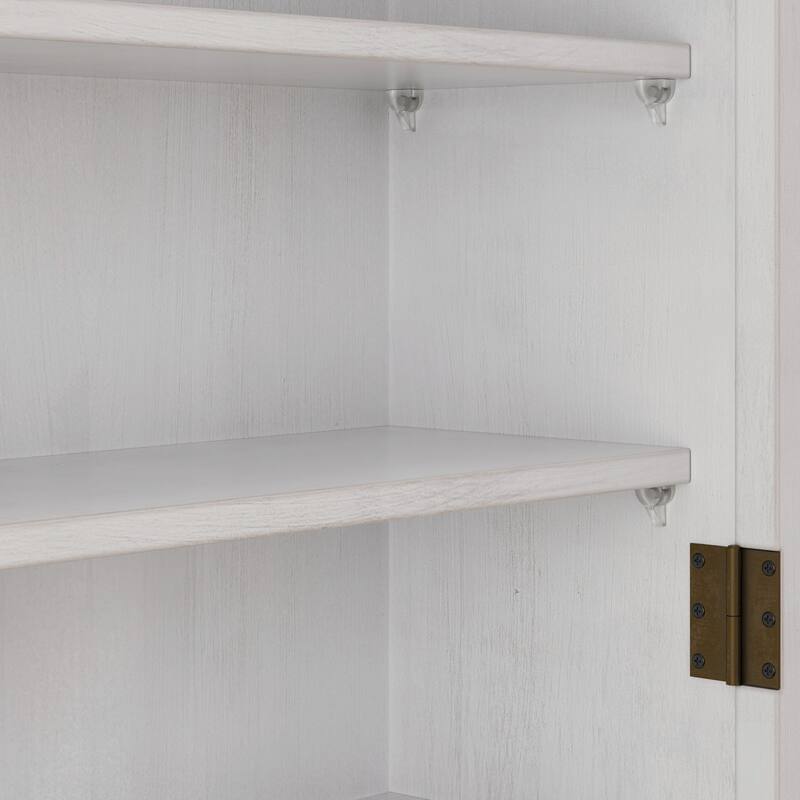Vintage Style Glass Door Wall Cabinet with Three Tiers of Storage and Towel Racks