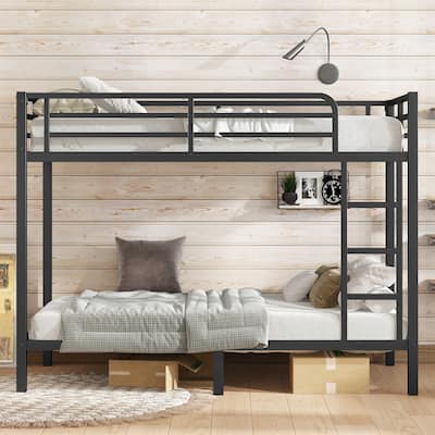 Metal Noise Reduced Bedframe Twin XL Over Twin XL Bunk Bed for Teens