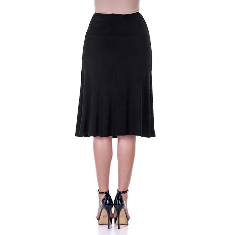24seven Comfort Apparel A Line Elastic Waist Knee Length Skirt