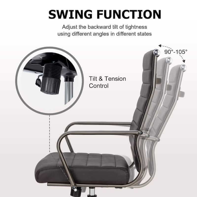 Ergonomic Office Chair Full-Grain Leather with Lumbar Support