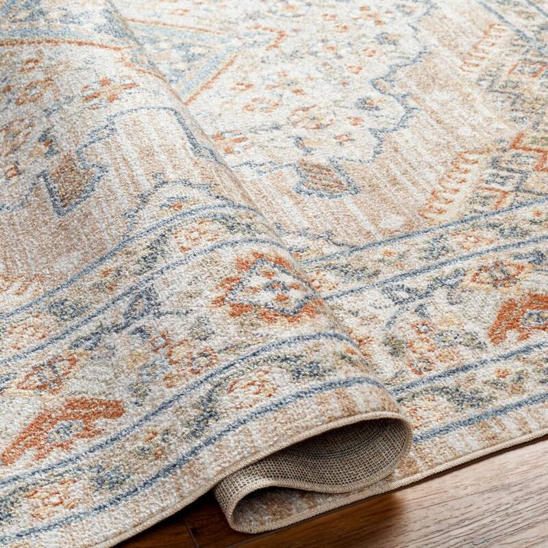 Livabliss Lillian Machine Washable Medallion Border Area Rug