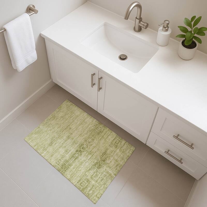 Premium Washable Super Soft Vintage Traditional Mayfield Rug - Aloe - 1'8" x 2'6"