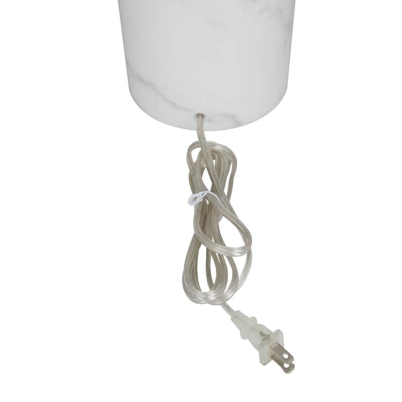 White Marble Thick Stand Room Table Lamp with Drum Shade
