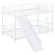 preview thumbnail 7 of 18, White Twin over Twin Size Metal Bunk Bed with Slide and Guardrails for Kids