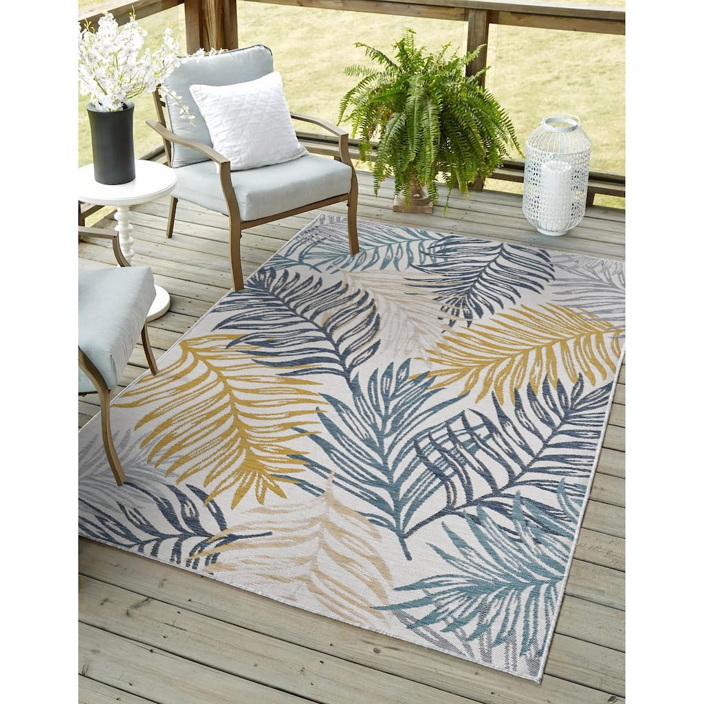 Domani Novarro Palm Beach Tropical Palms Reversible Indoor / Outdoor Area Rug