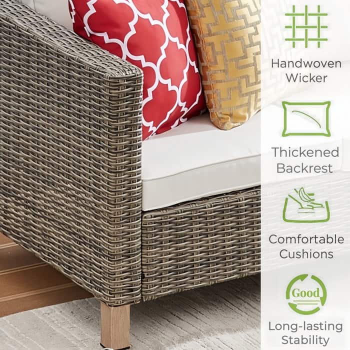 5-Piece Outdoor Wicker Patio Conversation Set