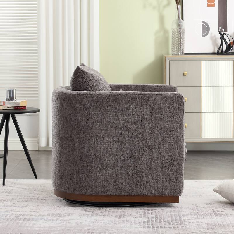 GDFStudio - Harper Chenille Swivel Barrel Chair with Sturdy Metal Base and Ergonomic Design