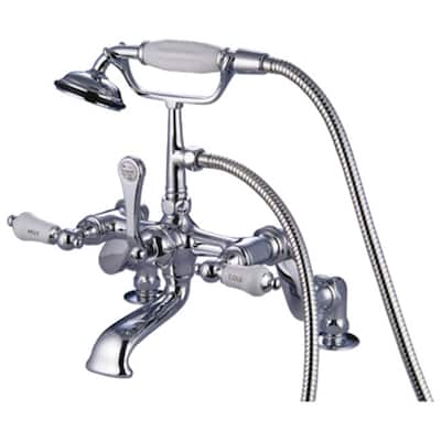 Kingston Brass Vintage Deck Mounted Clawfoot Tub Filler with Personal - Polished Chrome