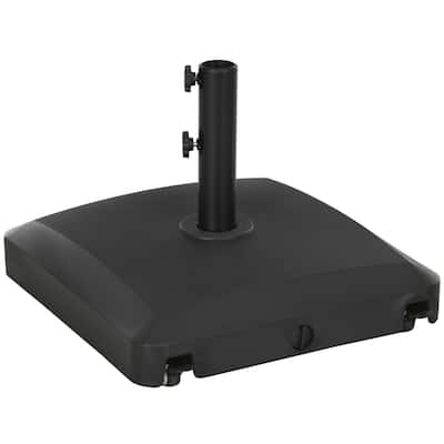 Heavy Duty Outdoor Umbrella Base with Wheels Water or Sand Fillable Fits 1.5 to 1.9 Inch Poles - 19.5" L x 19.5" W x 14" H