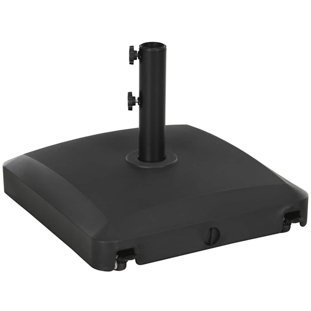 Heavy Duty Outdoor Umbrella Base with Wheels Water or Sand Fillable Fits 1.5 to 1.9 Inch Poles - 19.5" L x 19.5" W x 14" H