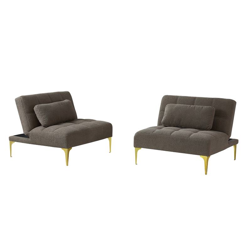 Modern Teddy Fabric Sofa Bed with Two-Piece Design and Easy Setup