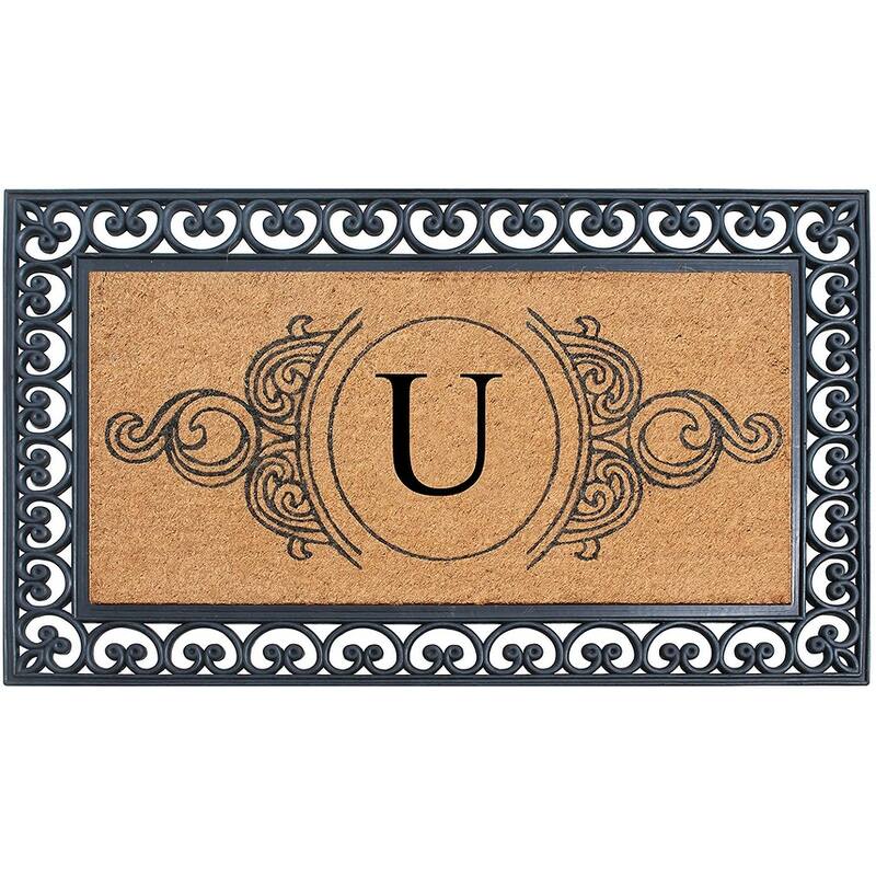 A1HC 30" x 48" Heavy-Duty Rubber & Coir Outdoor Doormat with Copper/Black Border – Large, Non-Slip Backing - U