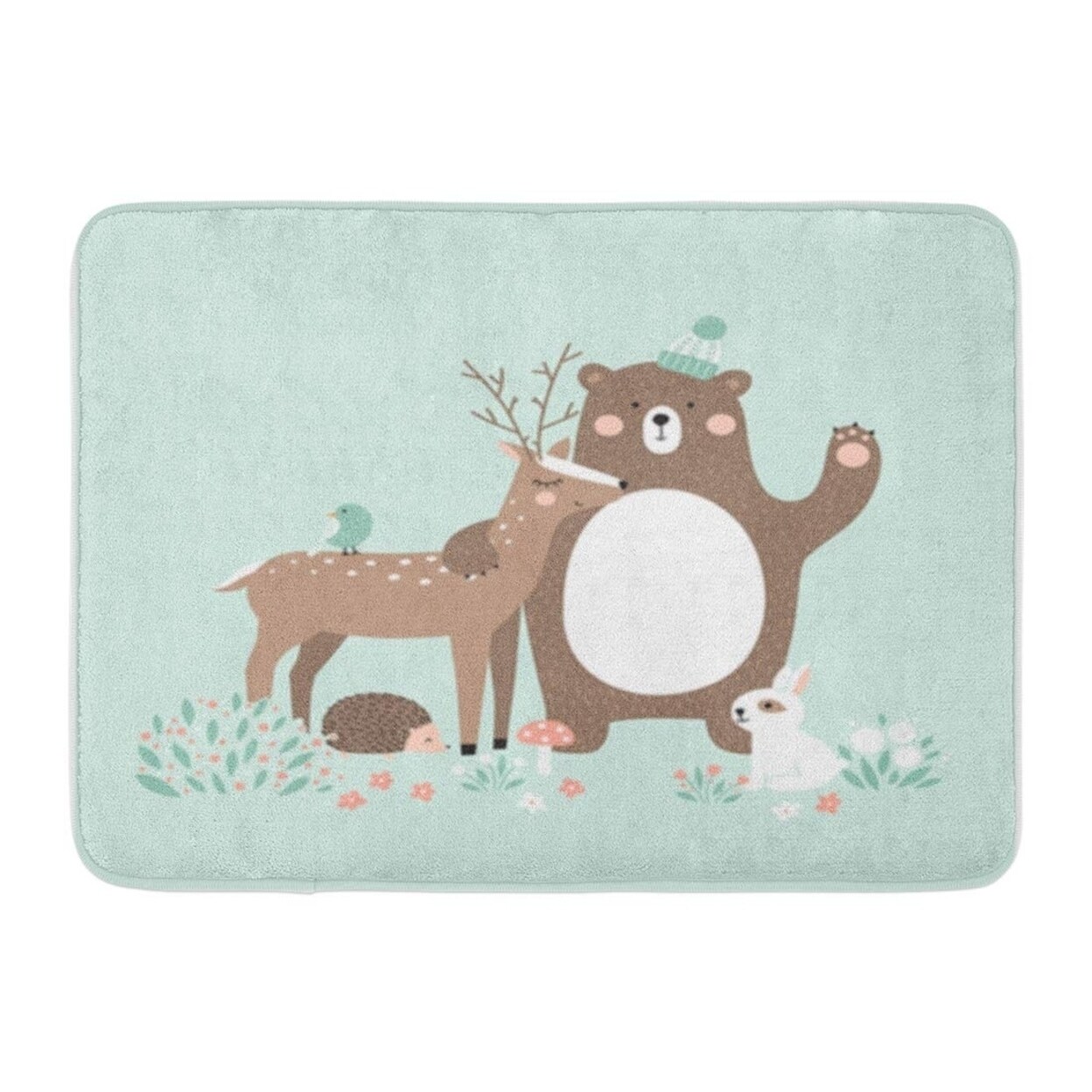 Shop Brown Forest Deer Bear Rabbit Hedgehog Bird Green Doormat Floor Rug Bath Mat 23 6x15 7 Inch Multi Overstock 31778663