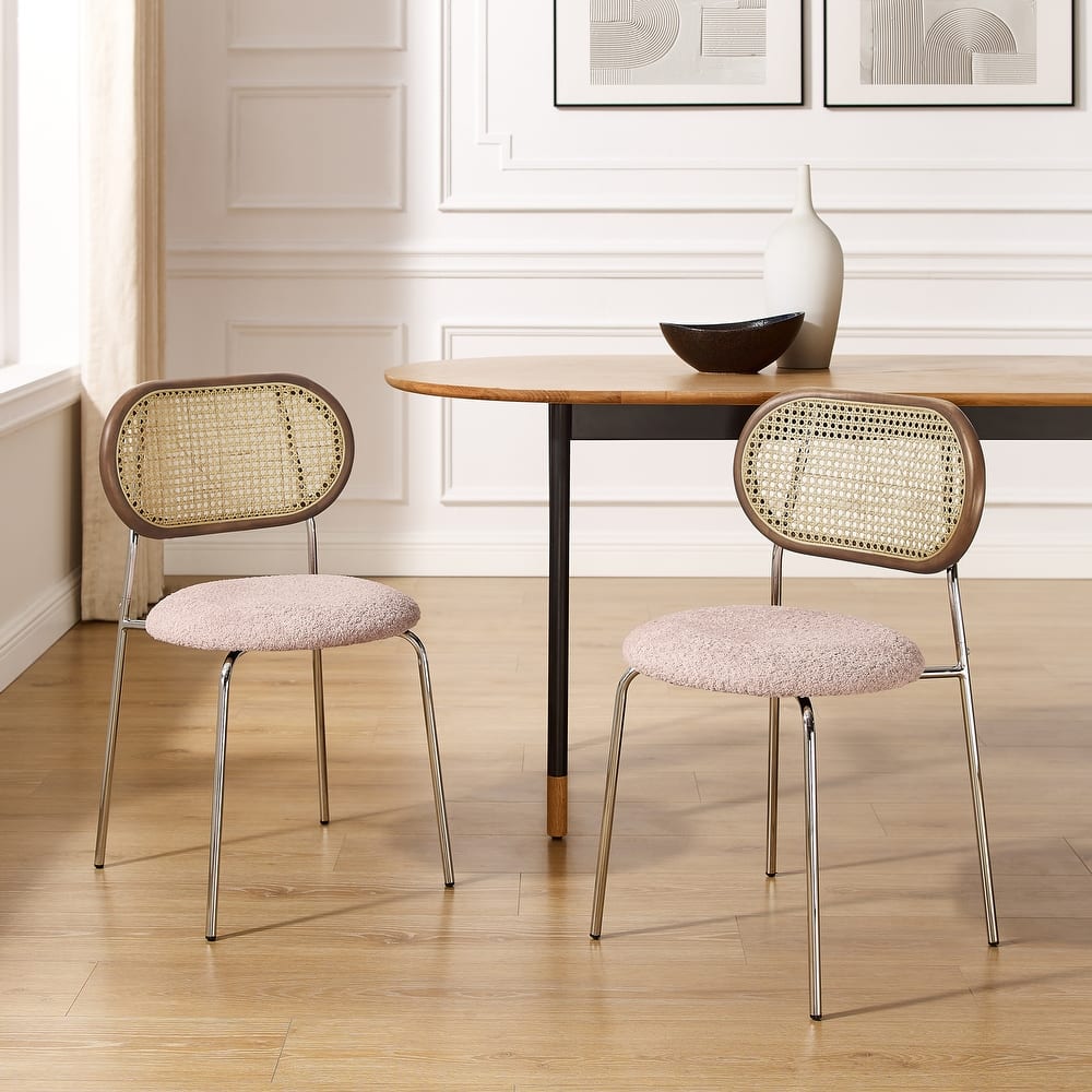 Art Leon Cane Back Faux Leather Accent Dining Chair (Set of 2)