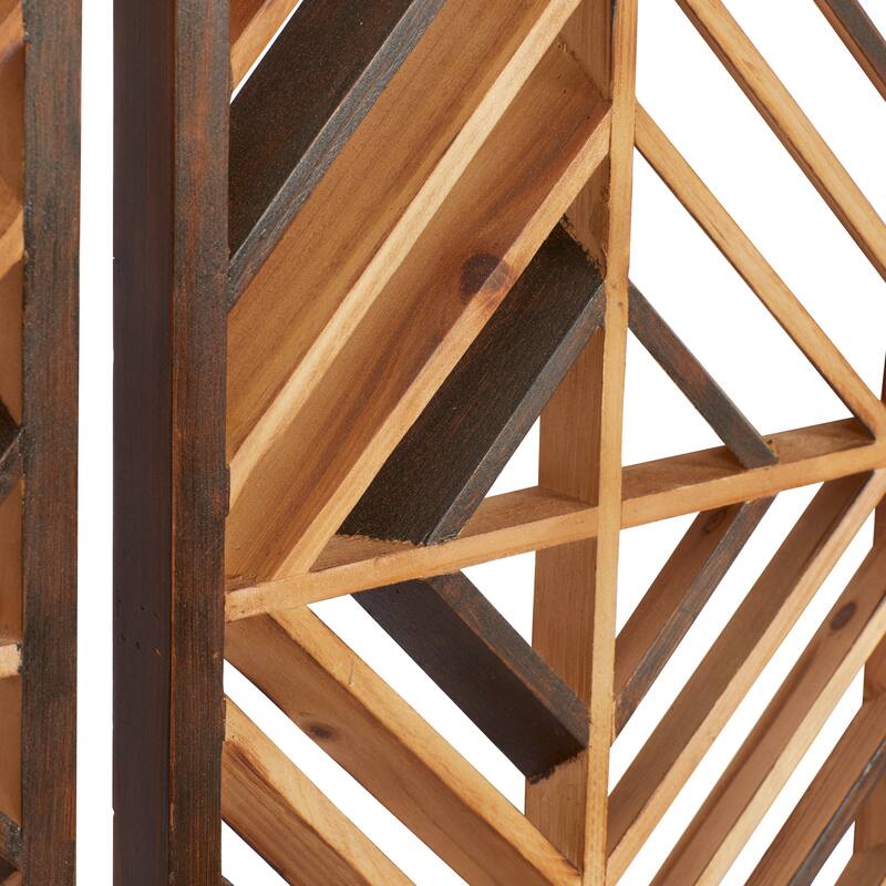 Wood Geometric Slatted Wood Design Wall Decor - Set of 3 Brown - Roche River Decor