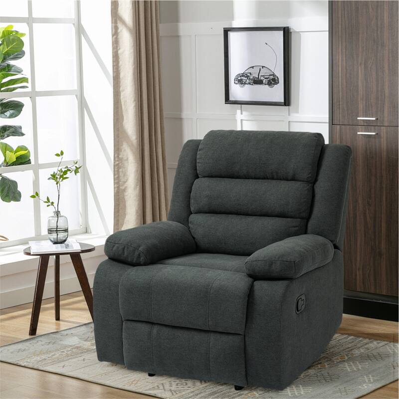 Modern 36'' W Cotton/ Corduroy Push Back Manual Recliner Chair - Grey-Cotton