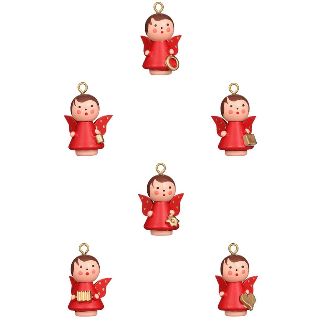 Set of 6 Christian Ulbricht Assorted Angels Christmas Ornaments 1"