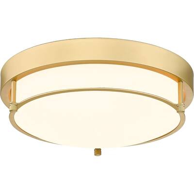 Flush Mount Light Fixture, 12 inch 2-Light Modern Ceiling Light with Brass Gold Finish