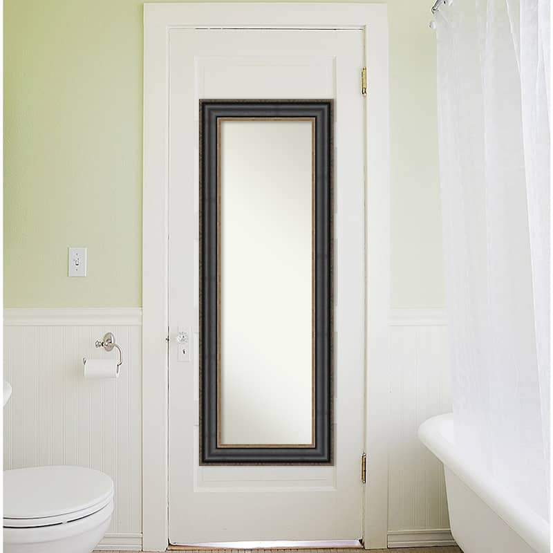 Non-Beveled Full Length On The Door Mirror - Thomas Frame - Thomas Black Bronze - Outer Size: 20 x 54 in