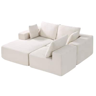 Modular L-Shaped Corduroy Sectional Sofa with Chaise, Extra Wide Armrests - 104.3 x 65 x 22.4 in