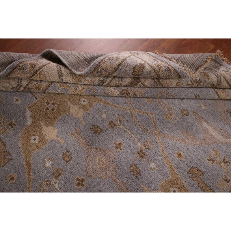 Gray Oushak Indian Area Rug Handmade Transitional Wool Carpet - 8'1"x 9'10"