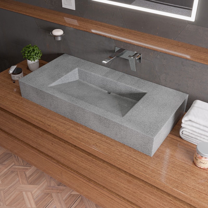 ALFI brand ABCO40R 40" Solid Concrete Rectangular Countertop Sink