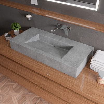 ALFI brand ABCO40R 40" Solid Concrete Rectangular Countertop Sink