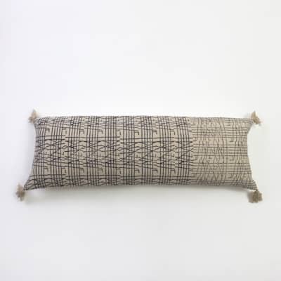 Mura Brown Cotton Extra Long Bolster Pillow