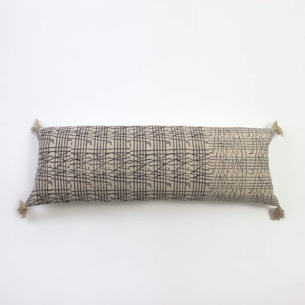 Mura Brown Cotton Extra Long Bolster Pillow