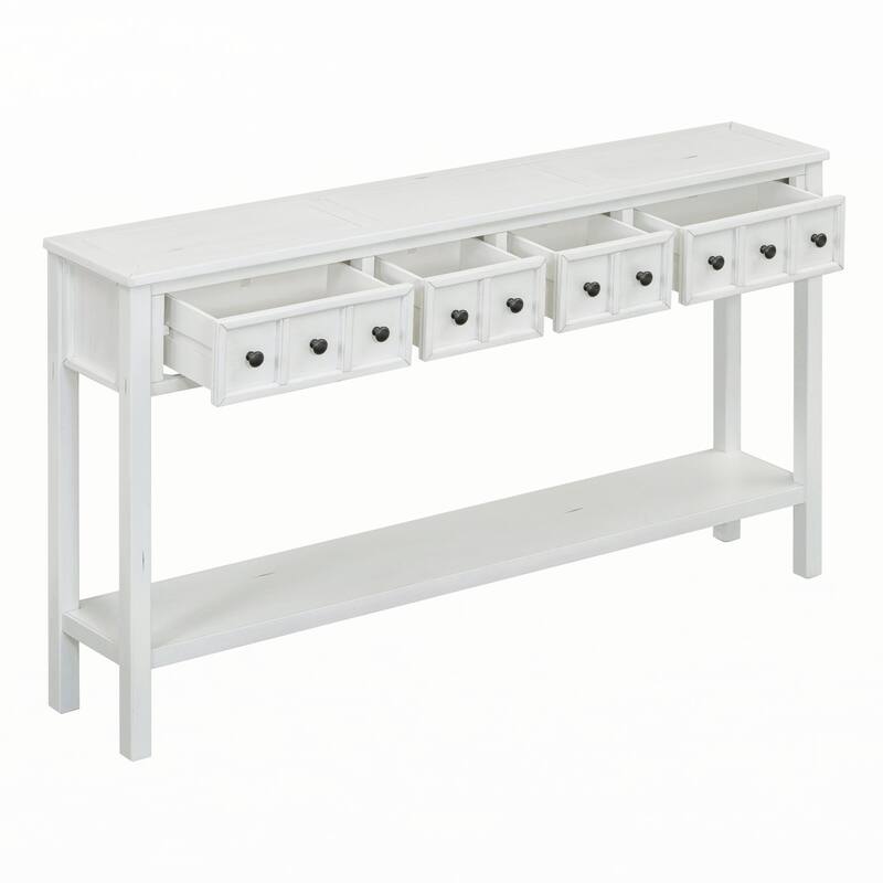 Rustic Entryway Console Table(Antique White)