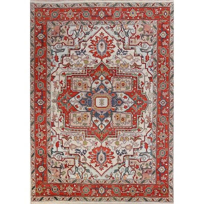 Heriz Serapi Oriental Area Rug Handmade Wool Carpet - 9'1" x 12'0"