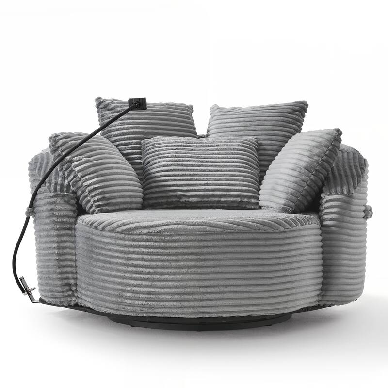 360° Swivel Chair Accent Barrel Chair Corduroy Round Sofa Chair