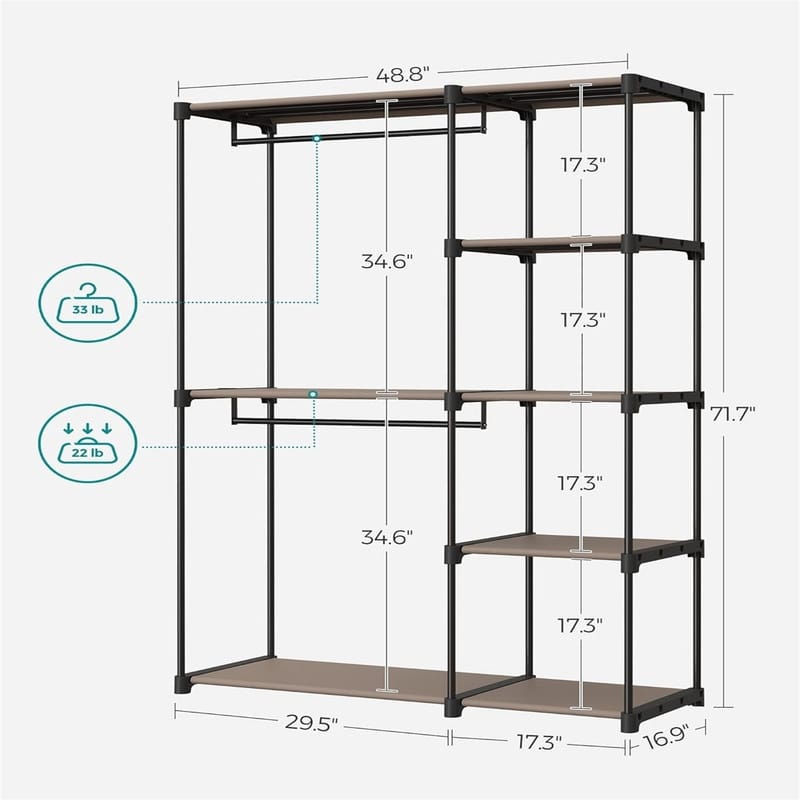 Freestanding Closet Organizer -  48.8"L x 16.9"W x 71.7"H