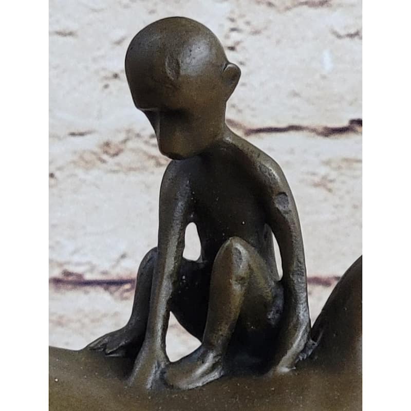 Baboon Baby Monkey Bronze Statue Sculpture Figure Modern Art Vobisova 10 Inches X 10.5 Inches
