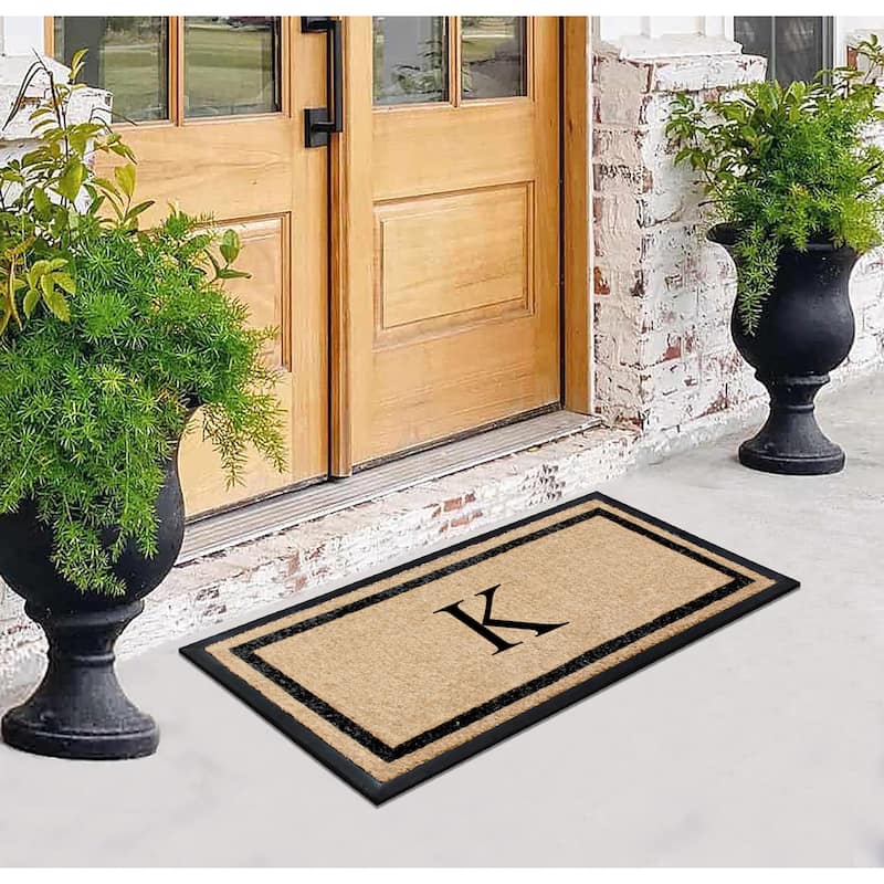 A1HC Rubber and Coir Heavy Weight large Outdoor Durable Monogrammed Doormat 24"X48", Beige